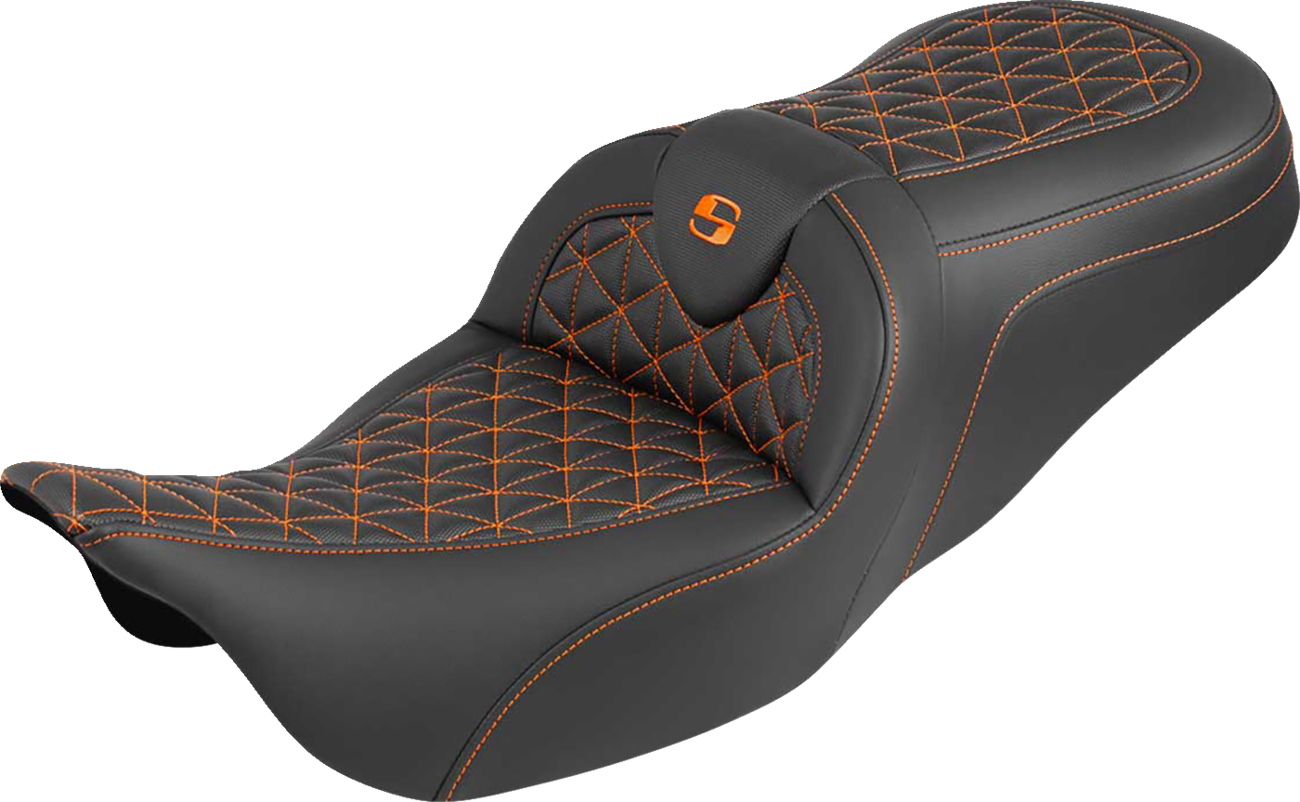 Saddlemen Roadsofa Orange Tri Gripper Gel Seat for 2008-2024 Harley Touring FLHX
