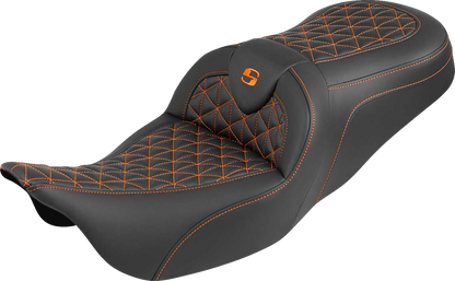 Saddlemen Roadsofa Orange Tri Gripper Gel Seat for 2008-2024 Harley Touring FLHX