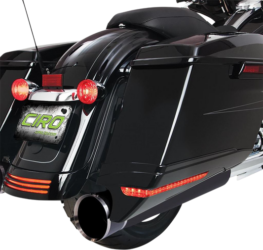 Ciro Black Rear Motorcycle Saddlebag Extensions 2014-2024 Harley Touring Models
