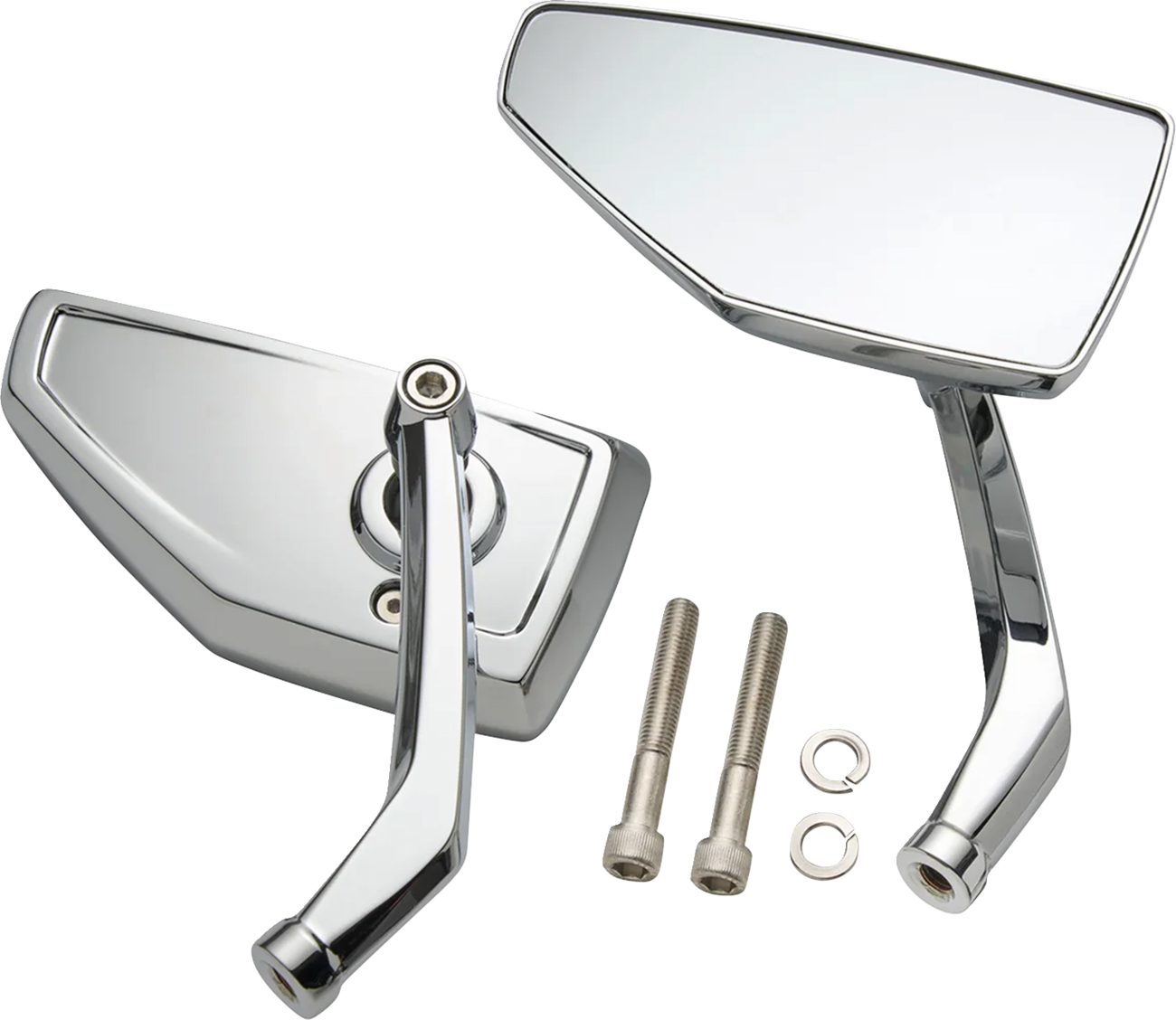 Ciro Chicane Chrome Elongated Convex Side View Left/Right Motorcycle Mirror Set