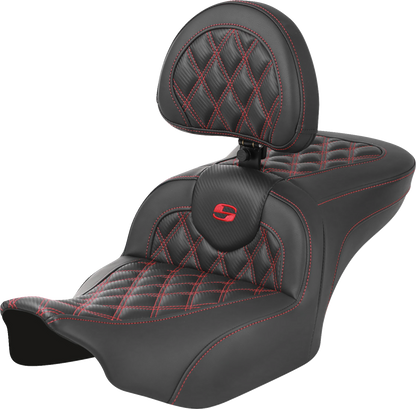 Saddlemen Roadsofa Red Carbon Lattice Gel Seat & Backrest 2023-26 Harley Touring
