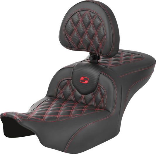Saddlemen Roadsofa Red Carbon Lattice Gel Seat & Backrest 2023-25 Harley Touring
