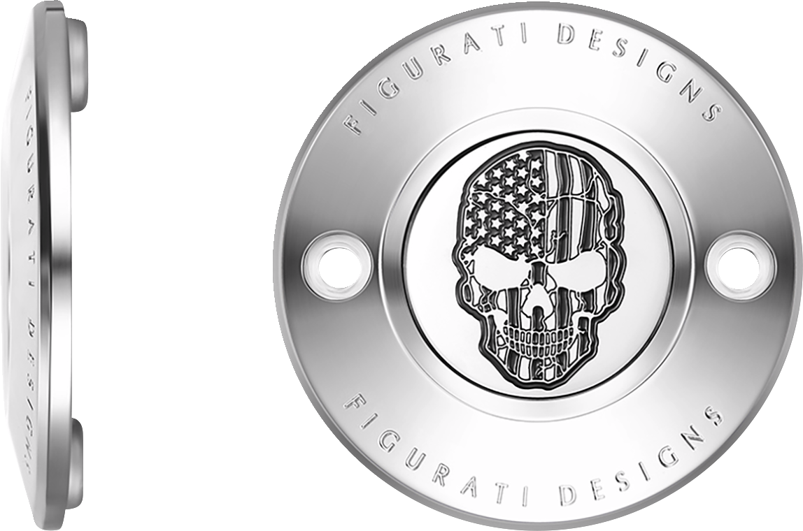 Figurati Designs Skull American Flag Timing Points Cover for 2017-2023 Harley M8