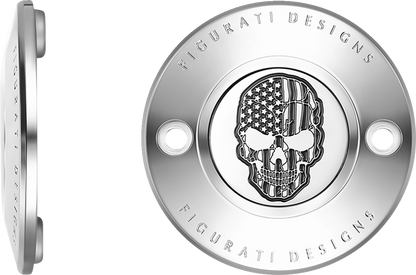 Figurati Designs Skull American Flag Timing Points Cover for 2017-2023 Harley M8