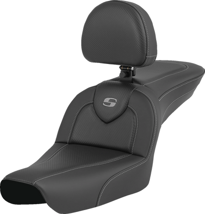 Saddlemen Black Roadsofa with Backrest Gel Seat for 2004-2005 Harley Wide Glide