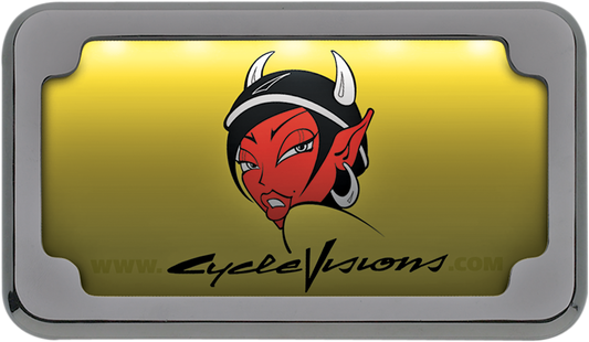 Cycle Visions Chrome Flat Rear Lighted License Plate Frame fits Harley