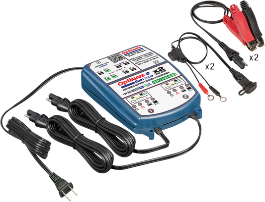 Tecmate Optimate 2 Duo 2-Bank Battery Charger Maintainer 12V Motorcycle ATV UTV