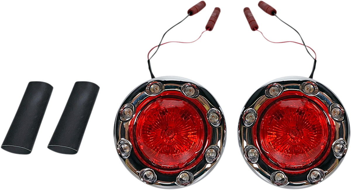 Custom Dynamics ProBEAM Chrome Red LED Bullet Ringz Turn Signals 2014-23 Indian