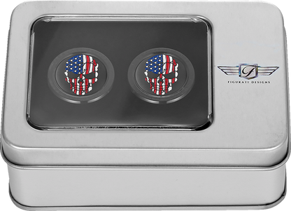 Figurati Skull USA Flag Black Medium Magnetic Docking Hardware Covers for Harley