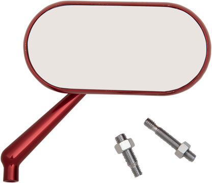 Arlen Ness Red Oval Convex Side View Screw in Right Side Single Handlebar Mirror