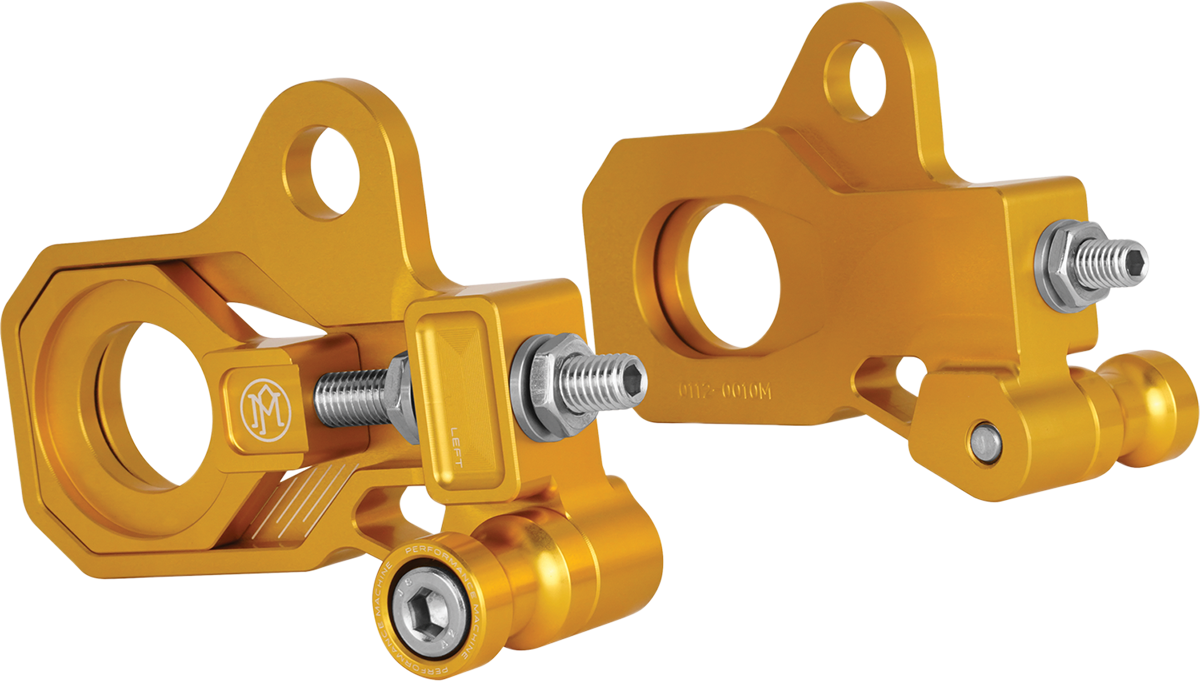 Performance Machine Gold Rear Axle Adjuster Kit for 2009-2023 Harley Touring
