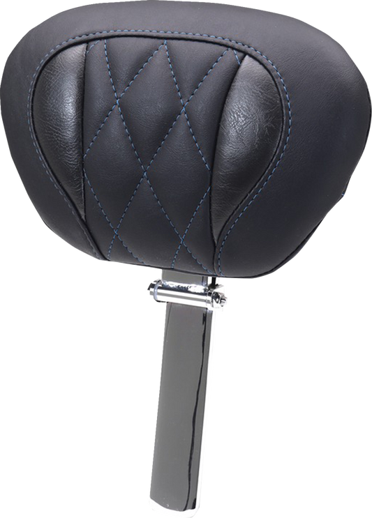 Mustang Deluxe Tour Blue Diamond Driver Backrest for 2023-2026 Harley Touring