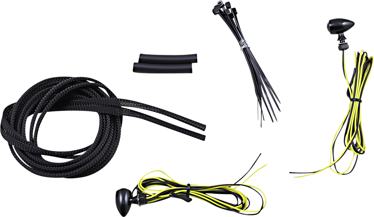 Custom Dynamics Black Amber Micro Bullet LED Front Turn Signals for Harley
