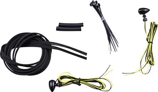 Custom Dynamics Black Amber Micro Bullet LED Front Turn Signals for Harley