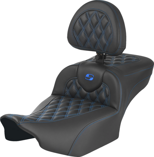 Saddlemen Roadsofa Blue Lattice Extended Seat & Backrest 2023-25 Harley Touring