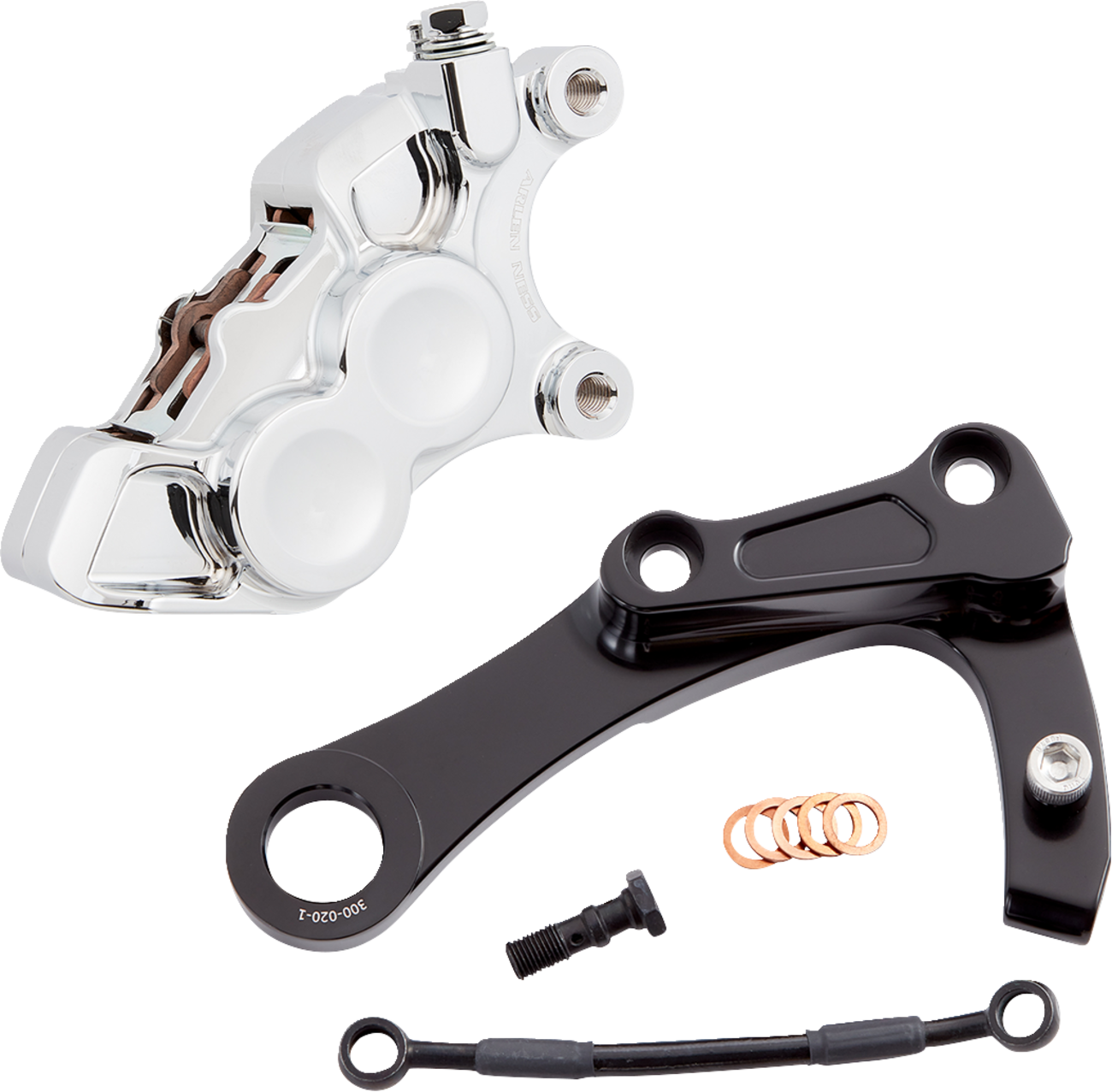 Arlen Ness Chrome 4-Piston Rear Brake Caliper Kit for 2018-23 Harley Softail M8