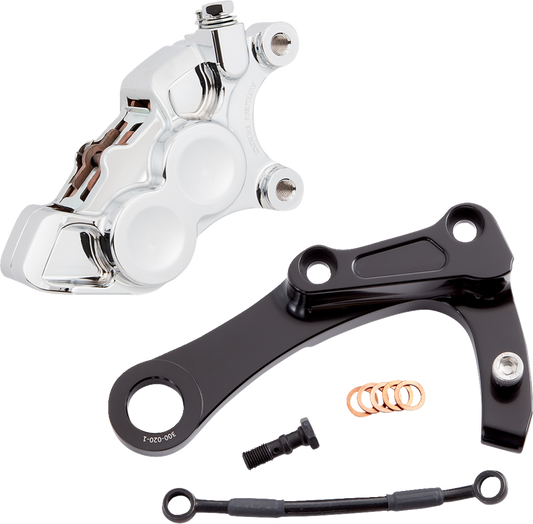 Arlen Ness Chrome 4-Piston Rear Brake Caliper Kit for 2018-23 Harley Softail M8