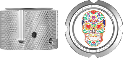 Figurati Designs Silver Sugar Skull Front Axle Nut Covers for 2002-2022 Harley
