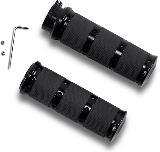 Performance Machine Black Contour Hand Grips for 1980-2022 Harley Davidson