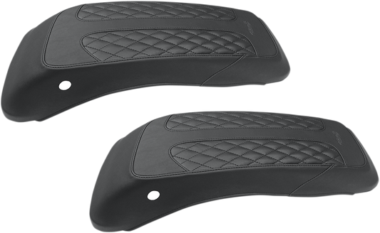 Mustang Black Diamond Pair Saddlebag Lid Covers 2014-2021 Harley Tri Glide Ultra