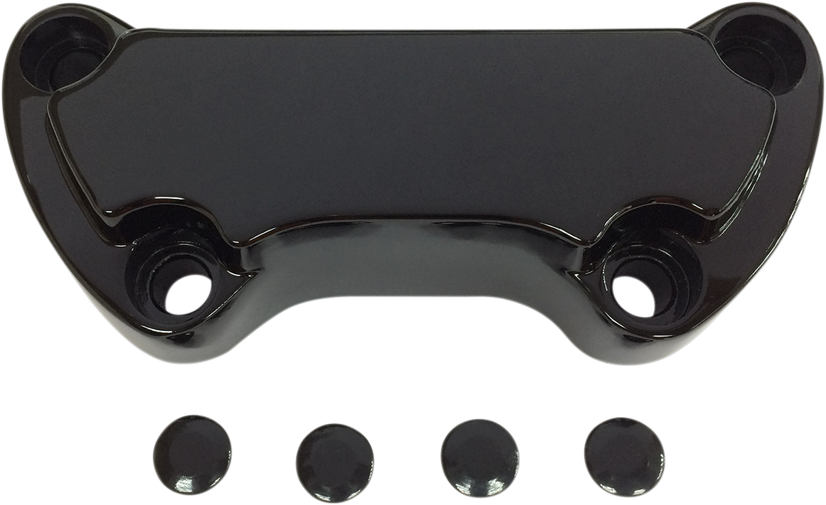 Drag Specialties Gloss Black Scalloped Handlebar Clamp for 74-17 Harley Davidson