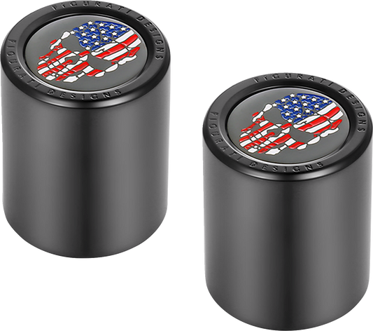 Figurati Skull USA Flag Black Short Magnetic Docking Hardware Covers for Harley