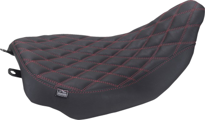Mustang Runaround Red Stitch Solo Seat for 2023-2026 Harley Road Street Glide