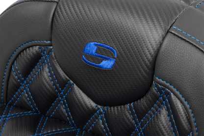 Saddlemen Roadsofa Carbon Fiber Blue Lattice Gel Seat 2023-2025 Harley Touring
