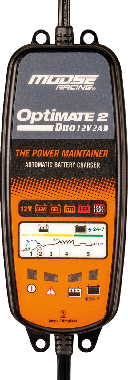 Moose Optimate 2 Duo Battery Charger Tender Maintainer 12V Motorcycle ATV UTV