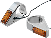 Joker Machine Pair Universal Chrome Amber LED Front 41mm Fork Turn Signal Kit