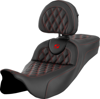 Saddlemen Roadsofa Red Lattice Extended Seat & Backrest for 08-24 Harley Touring