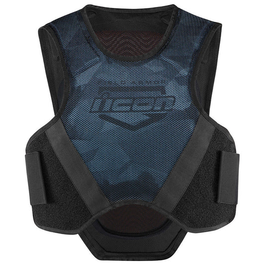 Icon Softcore Adult Mens Blue Camo Field Armor Street Motorcycle Riding Vest