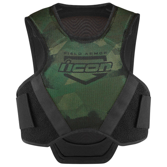 Icon Softcore Adult Mens Green Camo Field Armor Street Motorcycle Riding Vest