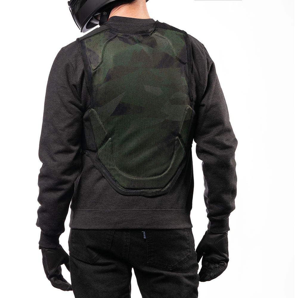 Icon Softcore Adult Mens Green Camo Field Armor Street Motorcycle Riding Vest