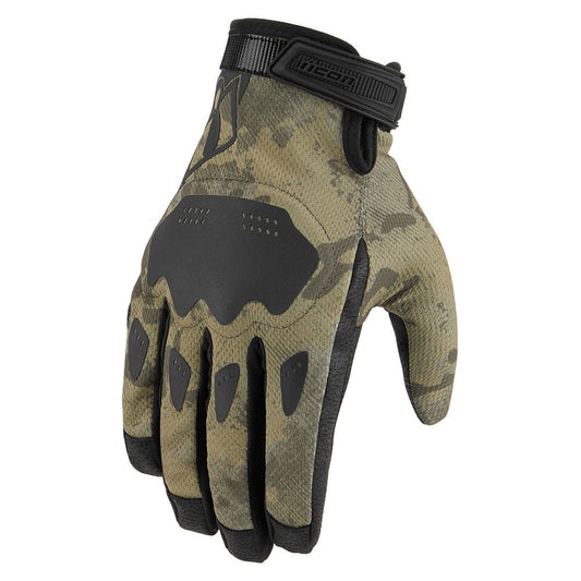 Icon Hooligan Adult Mens Tan Camo Motorcycle Riding Street Racing Gloves