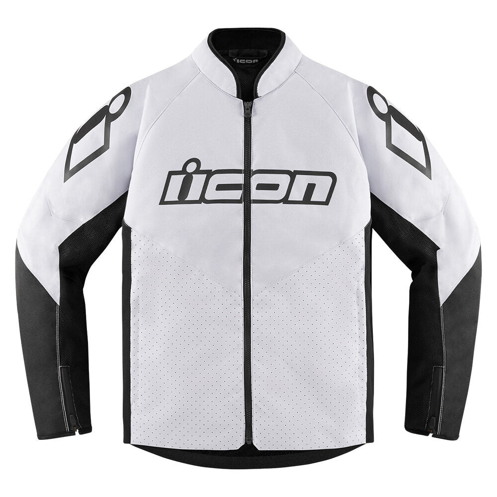 Icon Hooligan CE Adult Mens White Motorcycle Street Racing Sport Jacket