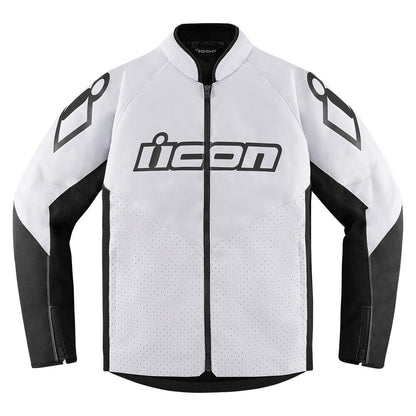 Icon Hooligan CE Adult Mens White Motorcycle Street Racing Sport Jacket