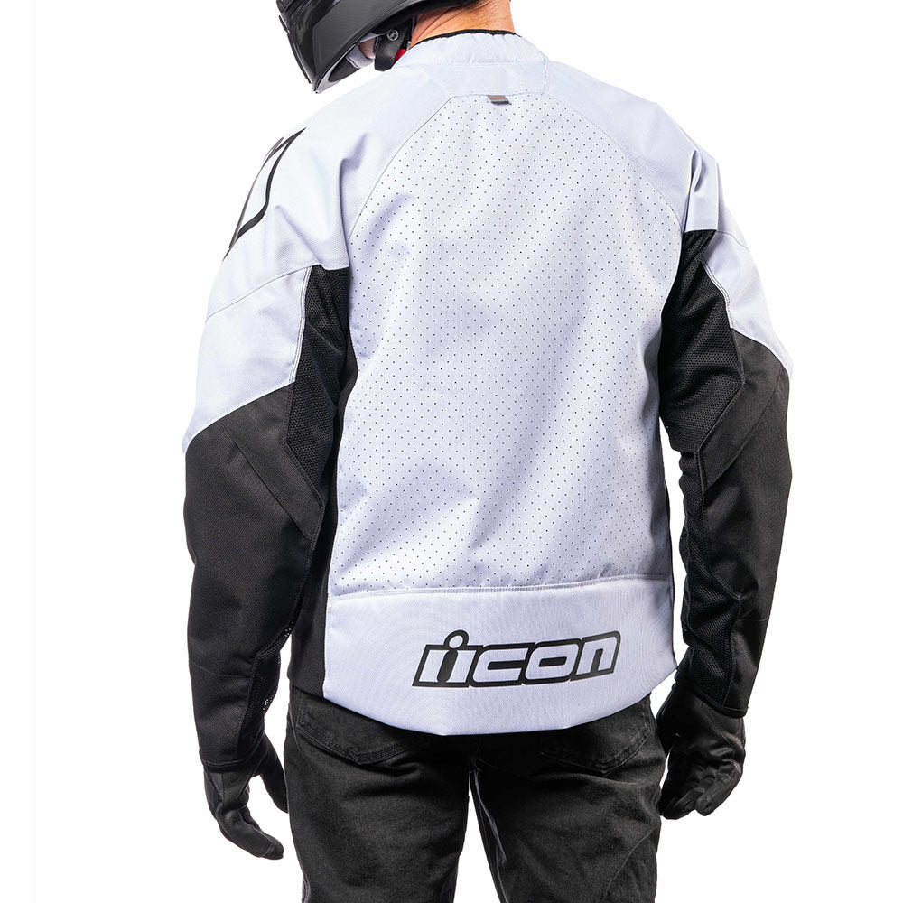 Icon Hooligan CE Adult Mens White Motorcycle Street Racing Sport Jacket