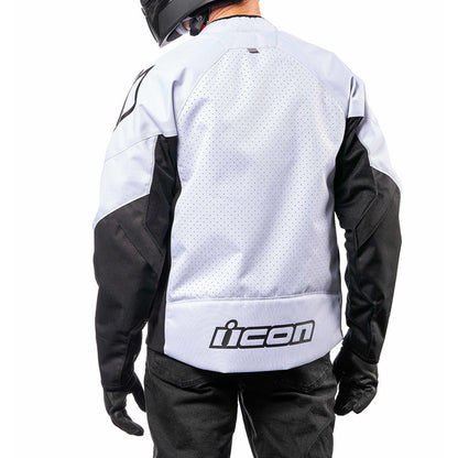 Icon Hooligan CE Adult Mens White Motorcycle Street Racing Sport Jacket