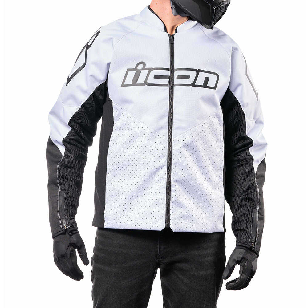 Icon Hooligan CE Adult Mens White Motorcycle Street Racing Sport Jacket