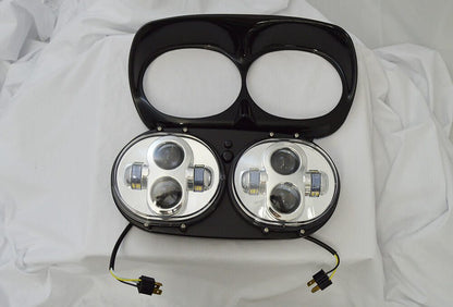 Rivco Chrome LED Dual Headlight 1998-2013 Harley Road Glide FLTR FLTRX FLTRU
