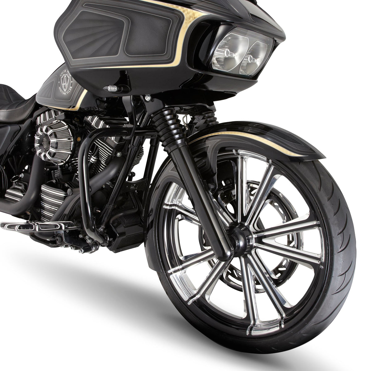 Arlen Ness Black Fork Hot Legs Deep Cut Single Disc for 2008-2013 Harley Touring