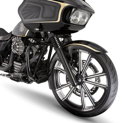 Arlen Ness Black Fork Hot Legs Deep Cut Single Disc for 2008-2013 Harley Touring