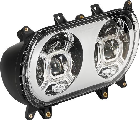 Custom Dynamics Chrome Double-X LED Headlight fits 2015-2024 Harley Road Glide