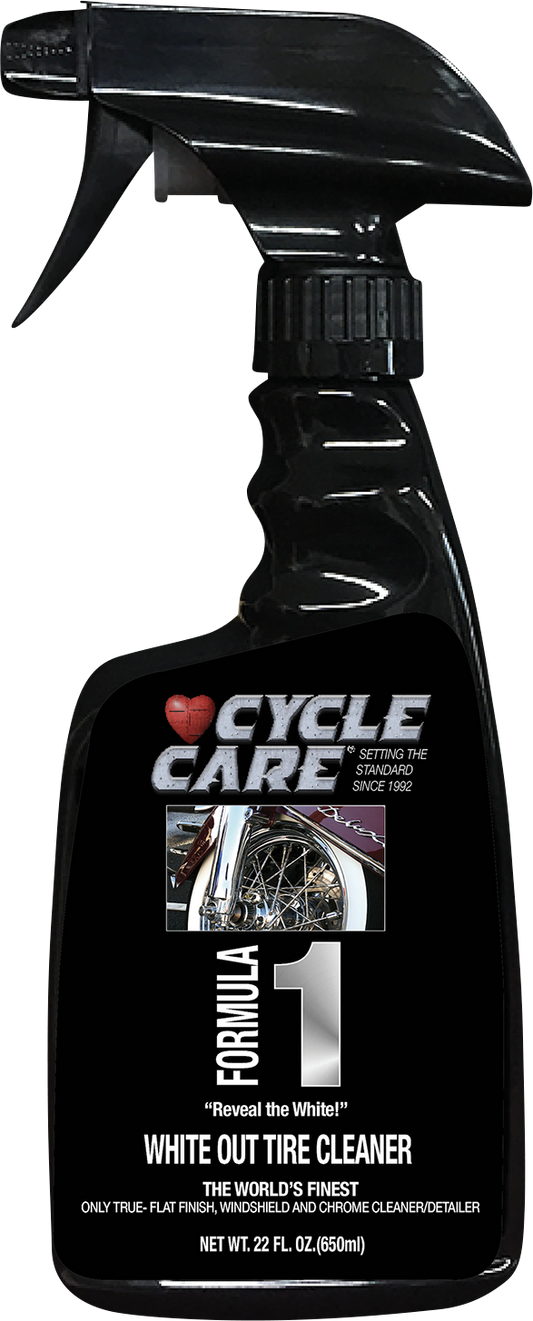 Cycle Care 22oz Formula 1 Motorcycle White Wall Tire Wheel Cleaner Spray Bottle