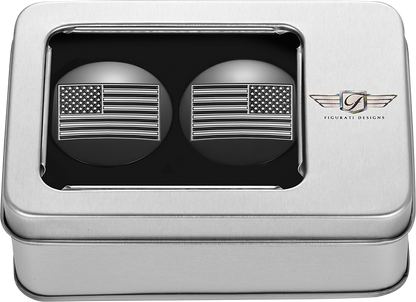 Figurati Designs B&W USA Flag Black Swingarm Covers for 1980-2025 Harley