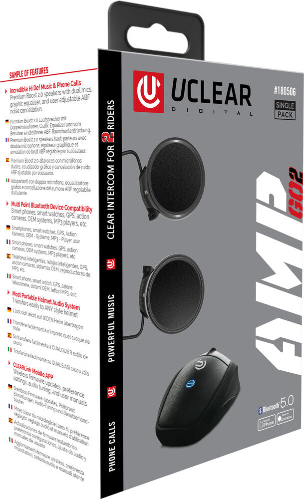 Uclear AMP GO2 Universal Bluetooth Motorcycle Fullface Helmet Communicator