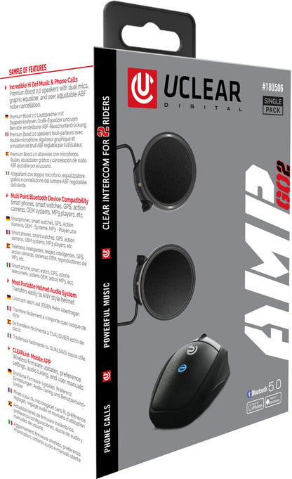 Uclear AMP GO2 Universal Bluetooth Motorcycle Fullface Helmet Communicator