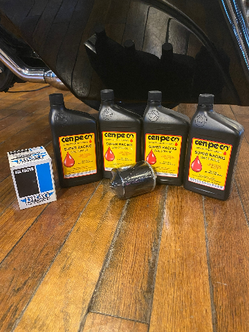 Cenpeco 4qt SAE 20W-50 Oil & Black Filter W/ Nut fits 1999-2017 Harley Models