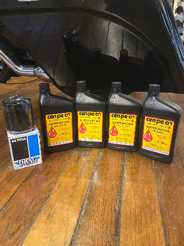 Cenpeco 4qt SAE 20W-50 Oil & Black Filter W/ Nut fits 1999-2017 Harley Models